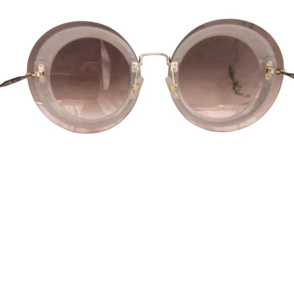 MIU MIU SMU 10R 64 17 UEU-1E2 140 2N Gold Frame Pink Lenses Round Sunglasses main image 10